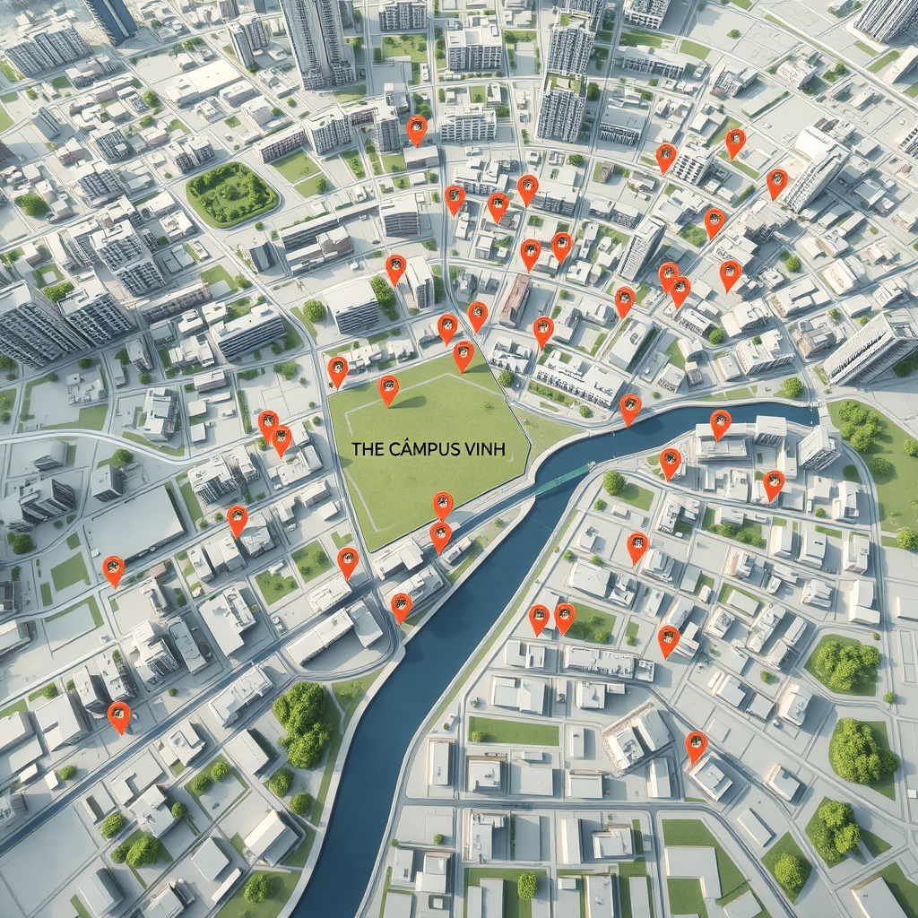 Bản đồ vị trí The Campus Vinh và các tiện ích xung quanh